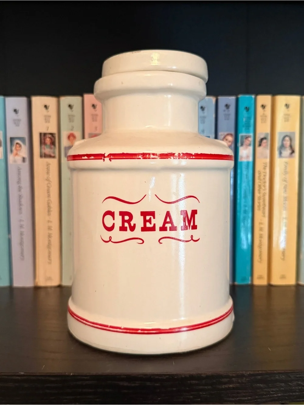 House of Webster White Ceramic Cream Canister Jar w/ Lid